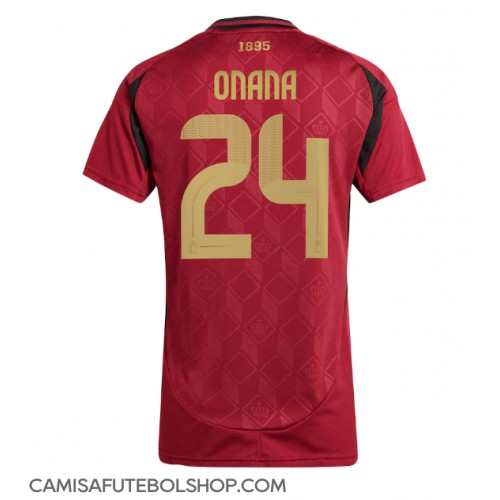 Camisa de time de futebol Bélgica Amadou Onana #24 Replicas 1º Equipamento Feminina Europeu 2024 Manga Curta